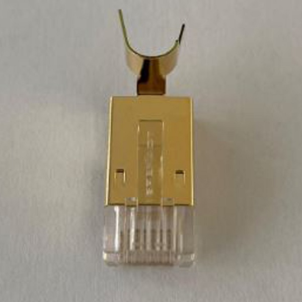 RJ 45 Steckereinsatz, Metall, goldfarbig, 10Stk