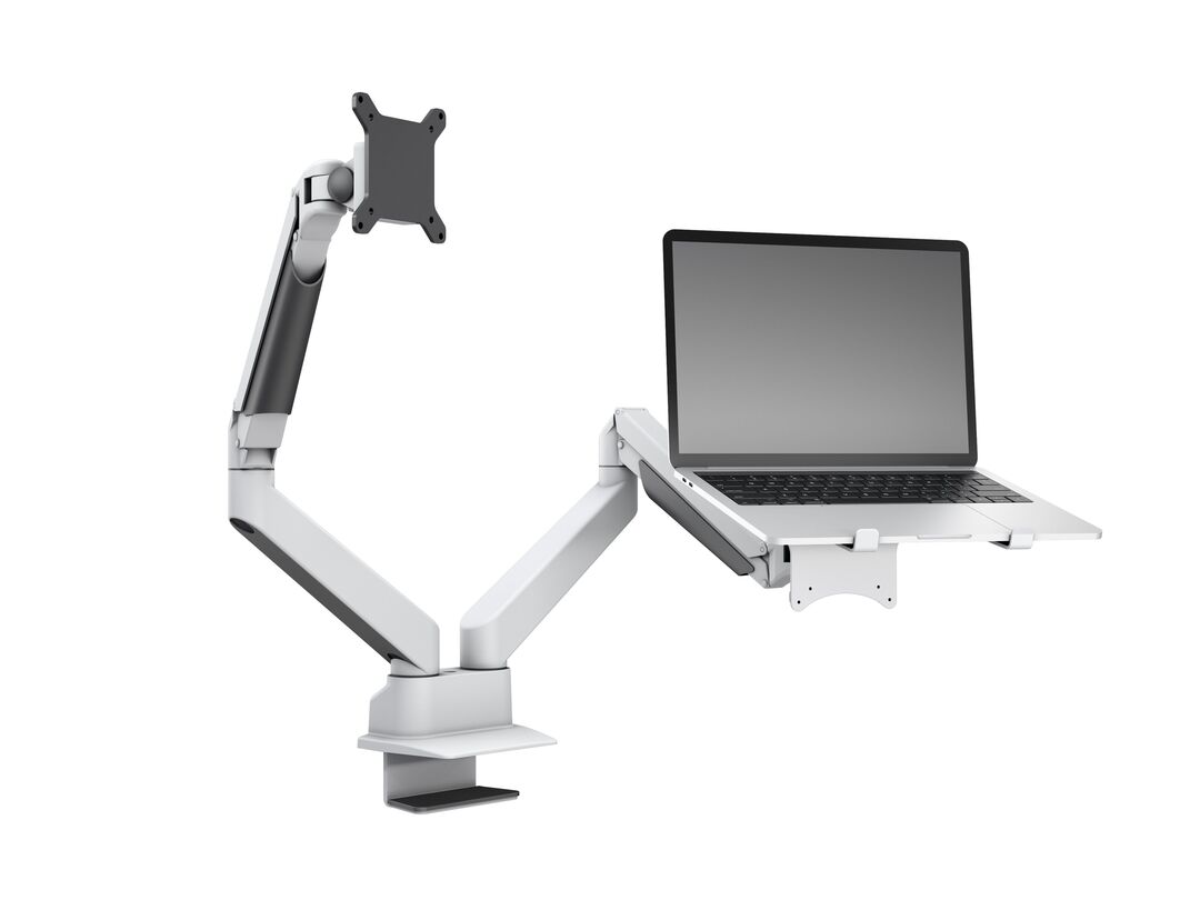 Monitorhalter Duo 32", Alum., weiss, rotierbar 90°