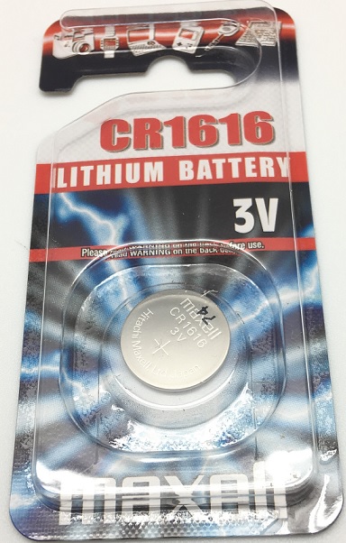 CR1616, 3V, 55mAh, Lithium 16x1.6mm