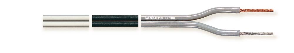 Flat Audio Cable, grau, geschirmt, 100m, PVC