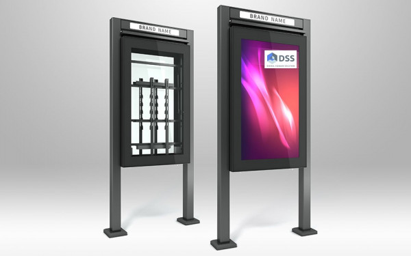 Outdoor Stele Portrait, 55" Bildschirm, schwarz