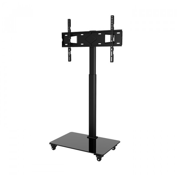 TV-Ständer -60", schwarz, Stahl / Glas