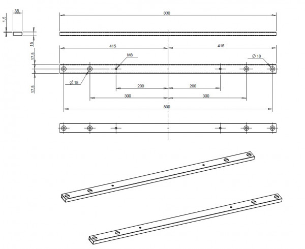 OMB Video Wall Extender, schwarz, max 50 kg