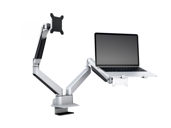 Monitorhalter Duo 32", Alum., silver, rotierbar 90°