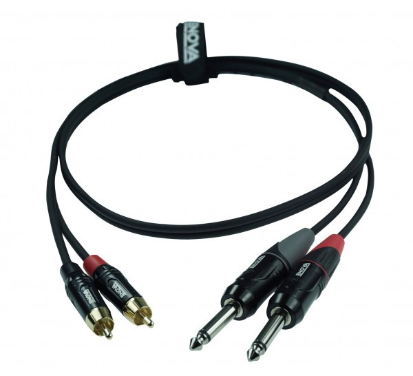 6.35mm Jack/Cinch Kabel RCA, rot/schwarz, 2m,