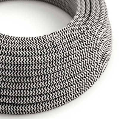 Textil-Netzkabel, weiss/schwarz, 2x0,75mm2,50m