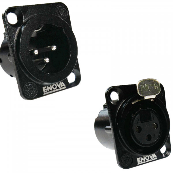 XLR Wandstecker/Kupplungset 3 Pol, schwarz